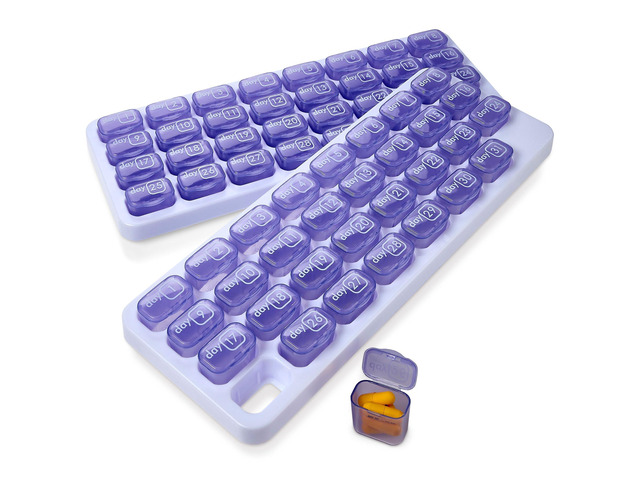 Monthly Pill Organizer - (Pack of 2) 31 Day Pill Organizer with Large Removable Medication Pods, Portable Pill Case Box and Holder for Daily...