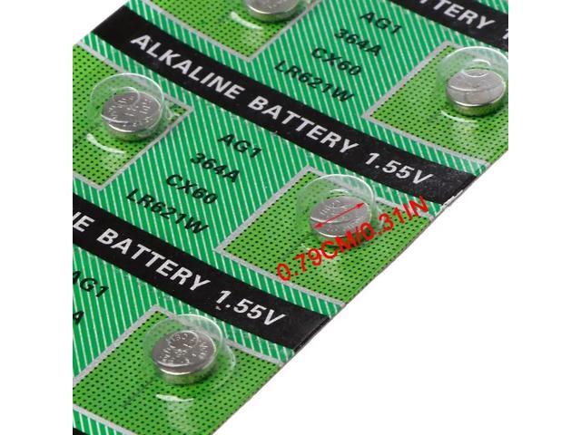 10PCS Watch Battery AG1 1.55V 364 SR621SW LR621 621 LR60 CX60 Alkaline Button Coin Cell Batteries