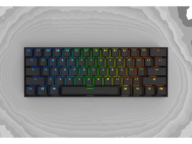 Anne Pro 2 Wired/ Wireless White Gaming Mechanical Keyboard 60% RGB Bluetooth 4.0 PBT Key Cap N-Key Roll Over Type-c Blue Switch (Black)
