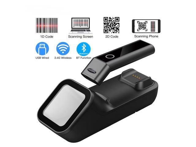Nexanic R50 Bluetooth 2D Wireless 2.4G USB 3 in 1 Barcode Scanner Scan Automactically with Charge Base Mobile Payment Code Reader