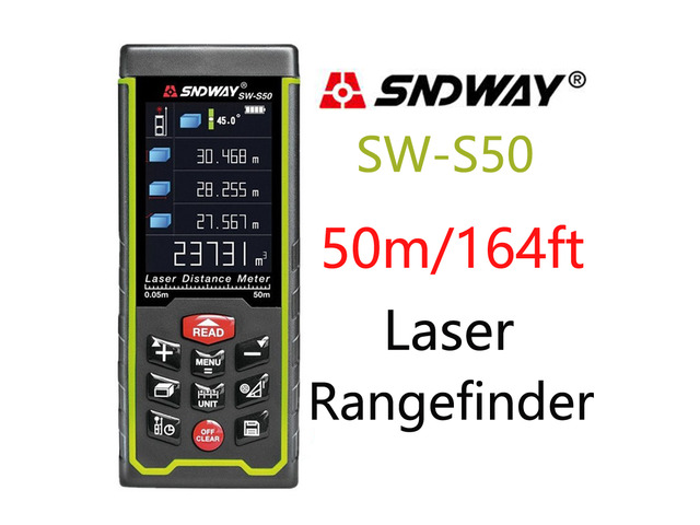 Sndway SW-S50 Laser Distance Meter 50m 164ft Digital Distance Meter 50m Laser Rangefinder Area Volume Diastimeter S50