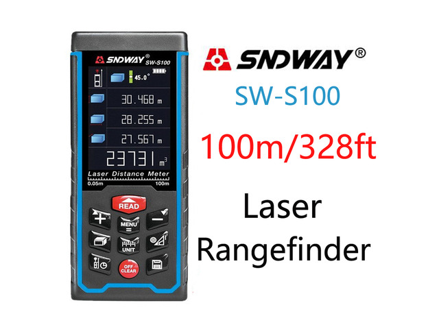 Sndway SW-S100 Laser Distance Meter 100m 328ft Digital Distance Meter 100m Laser Rangefinder Area Volume Diastimeter S100