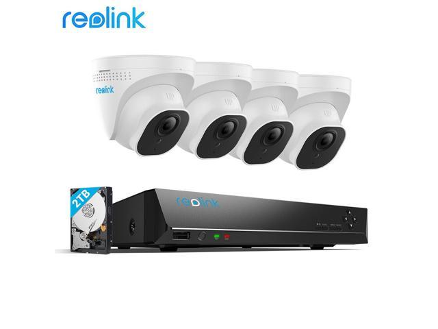 Reolink 8CH 5MP PoE Home Security Camera System, 4x Wired 5MP Outdoor POE Dome IP Cameras, 8MP/4K 8CH 2TB HDD NVR for 24x 7 Recording, RLK8-520D4-5MP