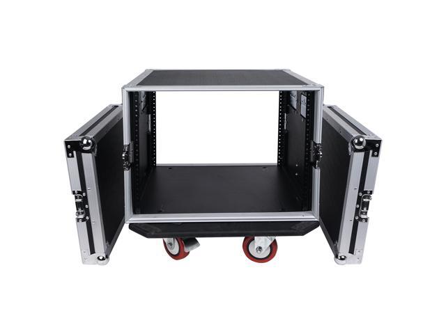 Sound Town 8U PA/DJ Rack/Road Case, 8-Space, with 17" Depth, Casters, Plywood, Metal Ball Corners (STRC-8UW)