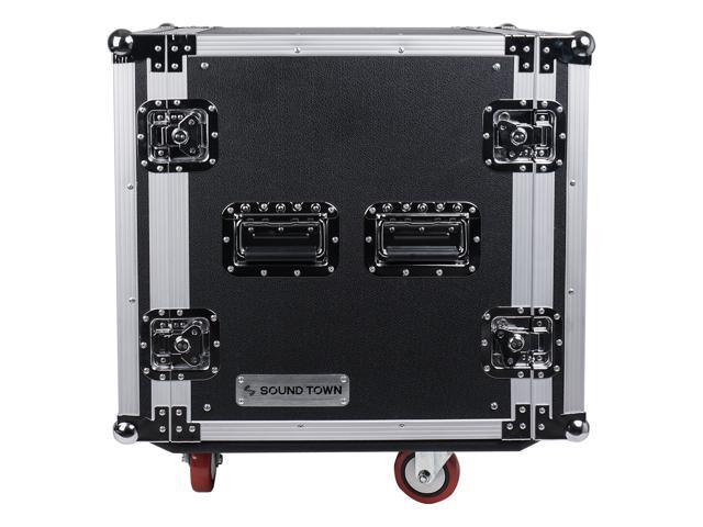 Sound Town 12U PA/DJ Rack/Road Case, 12-Space, with 17" Depth, Casters, Plywood, Metal Ball Corners (STRC-12UW)