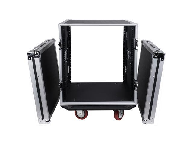Sound Town 12U PA/DJ Rack/Road Case, 12-Space, with 17" Depth, Casters, Plywood, Metal Ball Corners (STRC-12UW)