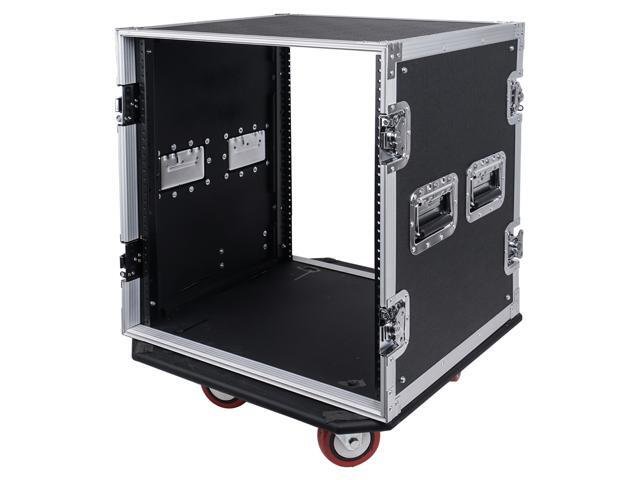 Sound Town 12U PA/DJ Rack/Road Case, 12-Space, with 17" Depth, Casters, Plywood, Metal Ball Corners (STRC-12UW)