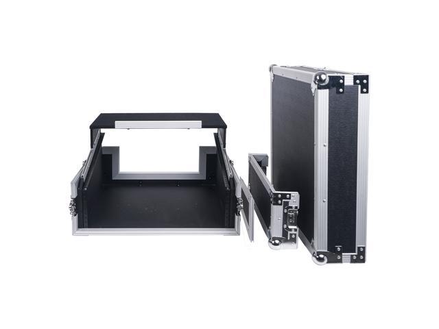 Sound Town 2U Glide Style Rack Case with 11U Slant Mixer Top, 20" Rackable Depth and Laptop Platform (STMR-2ULT)
