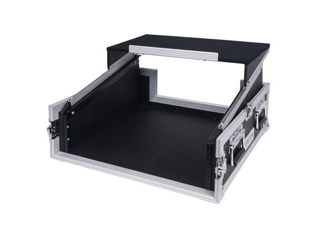 Sound Town 2U Glide Style Rack Case with 11U Slant Mixer Top, 20" Rackable Depth and Laptop Platform (STMR-2ULT)