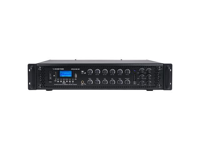 Sound Town 180 Watts 6-Zone 70V/100V Commercial Power Amplifier with Bluetooth, for Restaurants, Lounges, Bars, Pubs, Schools and Warehouses...