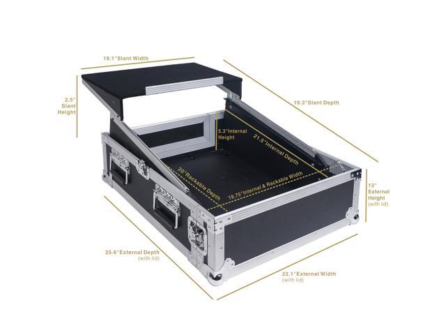 Sound Town 2U Glide Style Rack Case with 11U Slant Mixer Top, 20" Rackable Depth and Laptop Platform (STMR-2ULT)