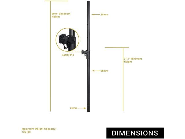 Sound Town 2-Pack Subwoofer Speaker Poles with Adjustable Height
