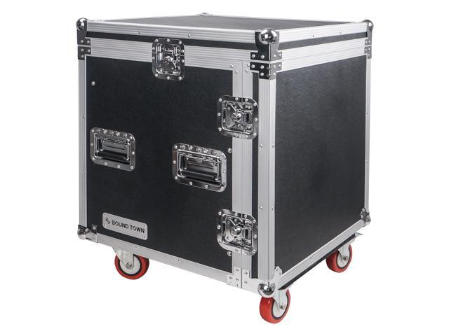 Sound Town Shock Mount 8U ATA Rack Case with 21 Rackable Depth 11U Slant Mixer Top and Casters 8-Space Size - Pro Tour Grade (STMR-SP8UW) - image 3