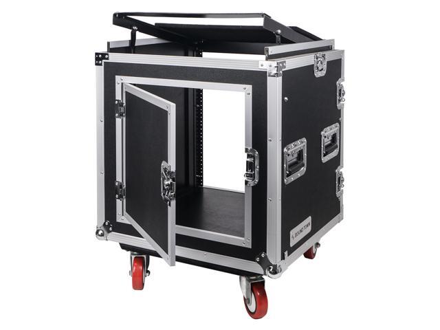 Sound Town Shock Mount 8U ATA Rack Case with 21 Rackable Depth 11U Slant Mixer Top and Casters 8-Space Size - Pro Tour Grade (STMR-SP8UW) - image 4