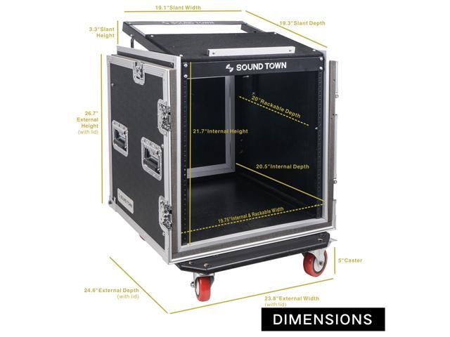 Sound Town Shock Mount 8U ATA Rack Case with 21 Rackable Depth 11U Slant Mixer Top and Casters 8-Space Size - Pro Tour Grade (STMR-SP8UW) - image 2