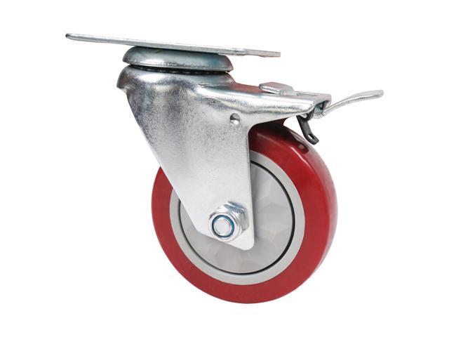 Sound Town 4 Pack 4" Swivel Caster Wheels with Red Polyurethane and Brake Casters, Replacement Caster Wheels for Rack Case, Home Furniture,...