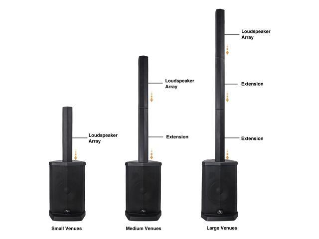 Sound Town Portable Line Array Column PA/DJ System with Sub Bass Module, TWS Bluetooth, Built-in 3-channel Mixer, Carry Bag (CARPO-L1)