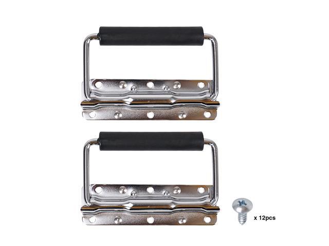 Sound Town 2-pack Spring Loaded Case Handles, Stainless Surface Mount Handle with Rubber Grip, for Rack Case, Chest, PA Speaker Cabinet, Chromed...