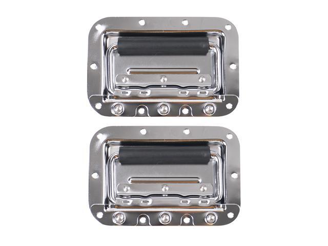 Sound Town 2 Pack Spring Loaded Case Handles, Stainless Recessed Handles with Rubber Grip and Steel Retainer Plate, for Rack Case, Chest, PA...