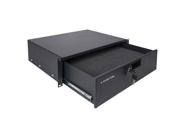 Sound Town 19-inch 3U Locking Rack Drawer, with Protection Foam (STRD-3D)
