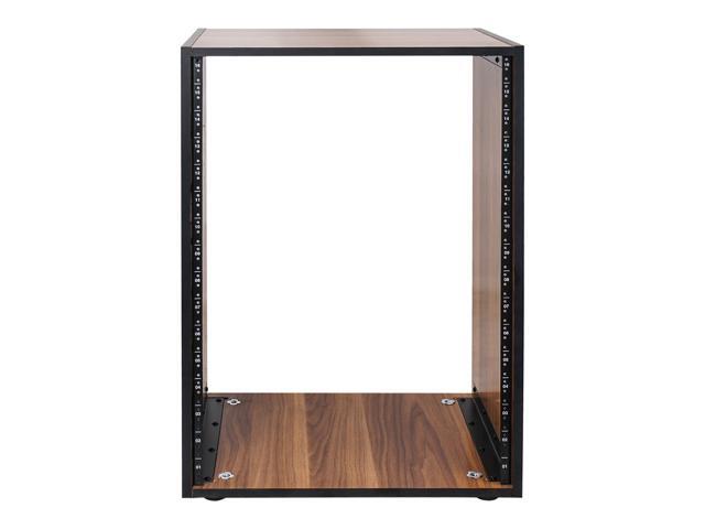 Sound Town DIY 16U Studio Rack with Furniture Grade Walnut Laminate, Rubber Feet, Casters (SDRK-16WN)