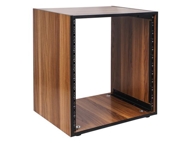 Sound Town DIY 12U Studio Rack with Furniture Grade Walnut Laminate, Rubber Feet, Casters (SDRK-12WN)