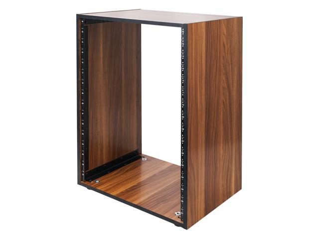 Sound Town DIY 16U Studio Rack with Furniture Grade Walnut Laminate, Rubber Feet, Casters (SDRK-16WN)