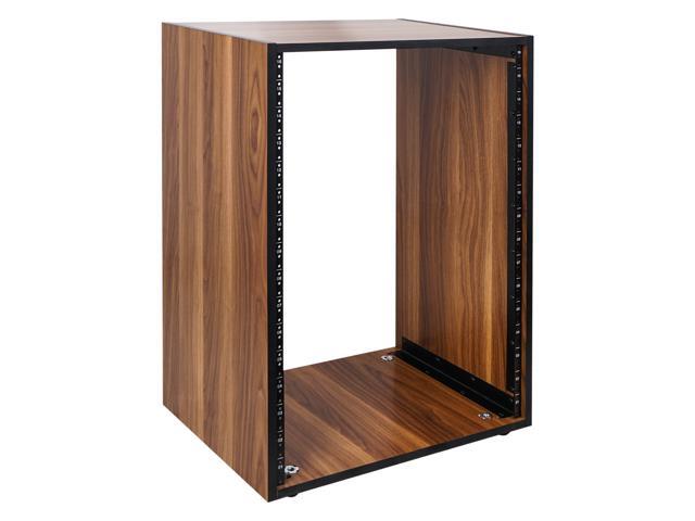 Sound Town DIY 16U Studio Rack with Furniture Grade Walnut Laminate, Rubber Feet, Casters (SDRK-16WN)