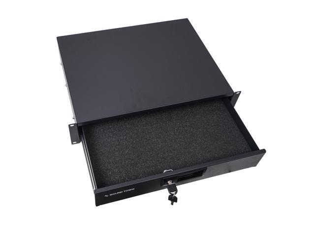 Sound Town 19-inch 2U Locking Rack Drawer, with Protection Foam (STRD-2D)