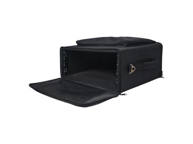 Sound Town Portable 4U Rack Bag, Soft Rack Case with 14' Rackable Depth, Plywood Rack Frame, Shoulder Strap, Accessory Pocket (STRB-416B)