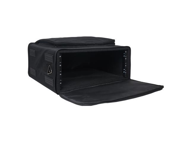 Sound Town Portable 4U Rack Bag, Soft Rack Case with 14' Rackable Depth, Plywood Rack Frame, Shoulder Strap, Accessory Pocket (STRB-416B)