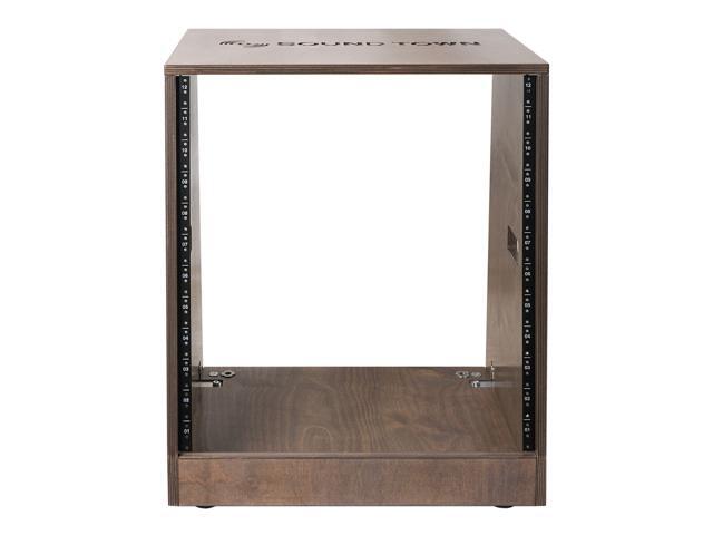 Sound Town DIY Slanted 12U Studio Rack, Plywood, Weathered Gray, Rubber Feet, Casters (SDRK-12TB)