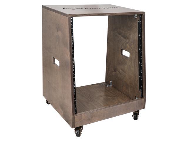 Sound Town DIY Slanted 12U Studio Rack, Plywood, Weathered Gray, Rubber Feet, Casters (SDRK-12TB)