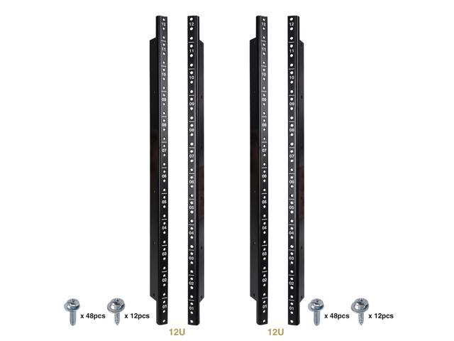 Sound Town 4-pack 12U Steel Rack Rails, with Black Powder Coated Finish and Screws (ST-RR-12UX2)