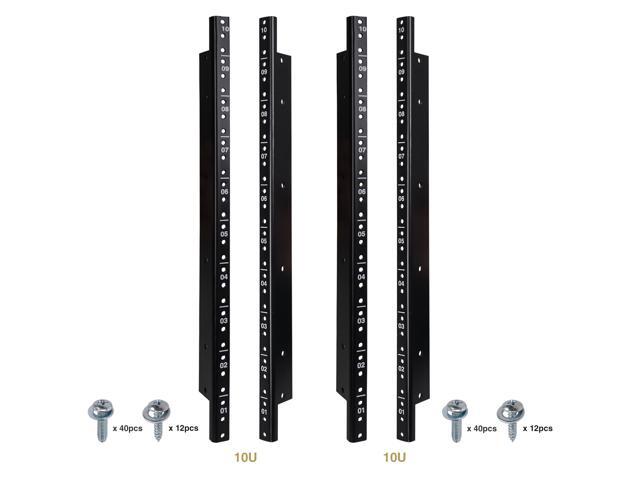 Sound Town 4-pack 10U Steel Rack Rails, with Black Powder Coated Finish and Screws (ST-RR-10UX2)