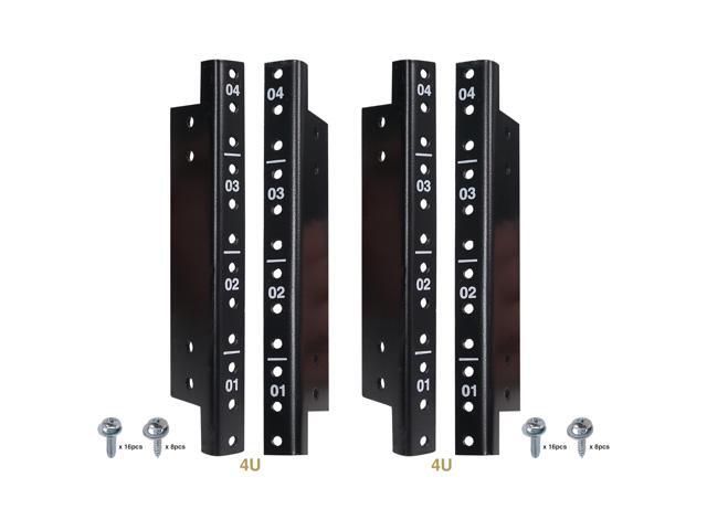 Sound Town 4-pack 4U Steel Rack Rails with Black Powder Coated Finish and Screws (ST-RR-04UX2)