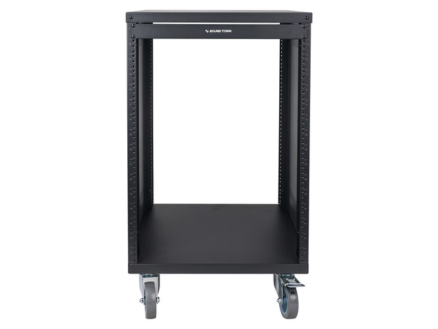 STRK-M16U Sound Town 16U Universal Steel Rack, w/ 3' Locking Casters, Vented Side Panels for Audio Video, Server and Network Equipment (STRK-M16U)