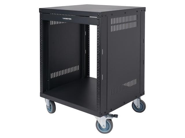 STRK-M12U Sound Town 12U Universal Steel Rack, w/ 3' Locking Casters, Vented Side Panels for Audio Video, Server and Network Equipment (STRK-M12U)