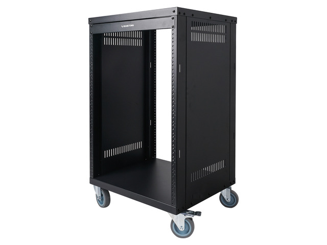 STRK-M16U Sound Town 16U Universal Steel Rack, w/ 3' Locking Casters, Vented Side Panels for Audio Video, Server and Network Equipment (STRK-M16U)