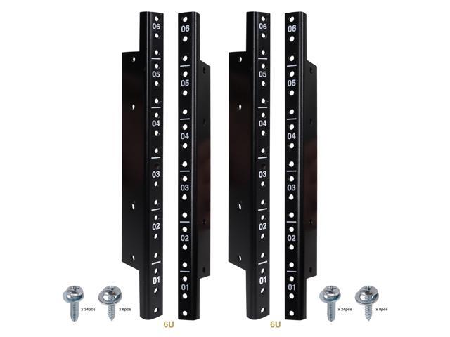Sound Town 4-pack 6U Steel Rack Rails with Black Powder Coated Finish and Screws (ST-RR-06UX2)
