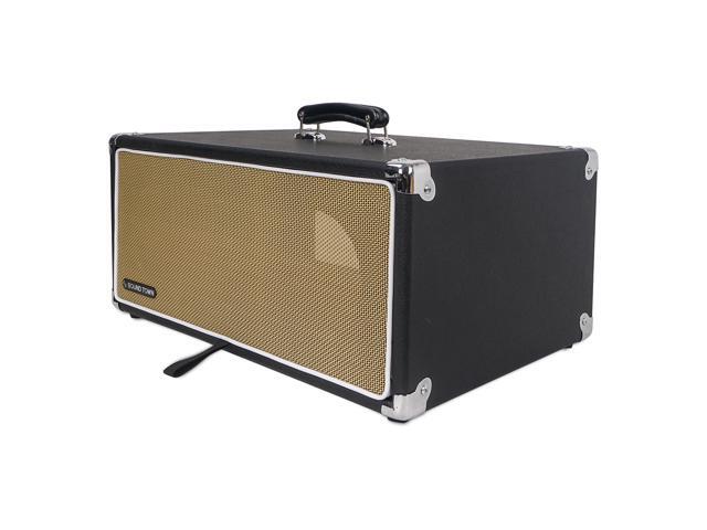 Sound Town Vintage 4U Amp Rack Case, 12.5' Depth with Rubber Feet, Dust Cover, Kickstand, Black (STVRC-4BK)