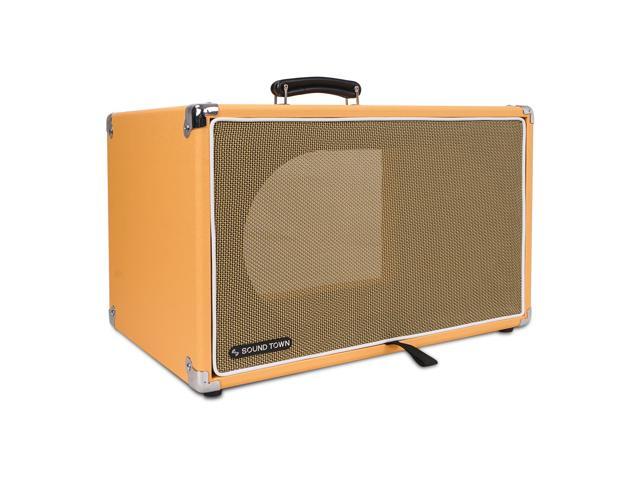 Sound Town Vintage 6U Amp Rack Case, 12.5' Depth with Rubber Feet, Dust Cover, Kickstand, Orange (STVRC-6OR)