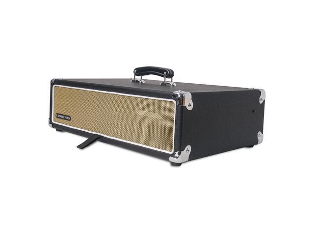 Sound Town Vintage 2U Amp Rack Case, 12.5' Depth with Rubber Feet, Dust Cover, Kickstand, Black (STVRC-2BK)