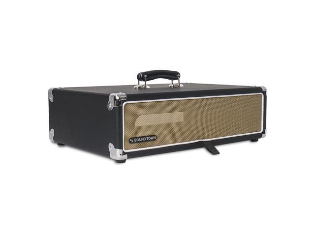 Sound Town Vintage 2U Amp Rack Case, 12.5' Depth with Rubber Feet, Dust Cover, Kickstand, Black (STVRC-2BK)