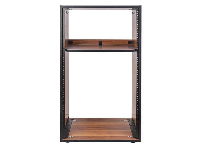 Sound Town DIY 20U Studio Rack with Furniture Grade Walnut Laminate, Rubber Feet, Casters (SDRK-20WN)
