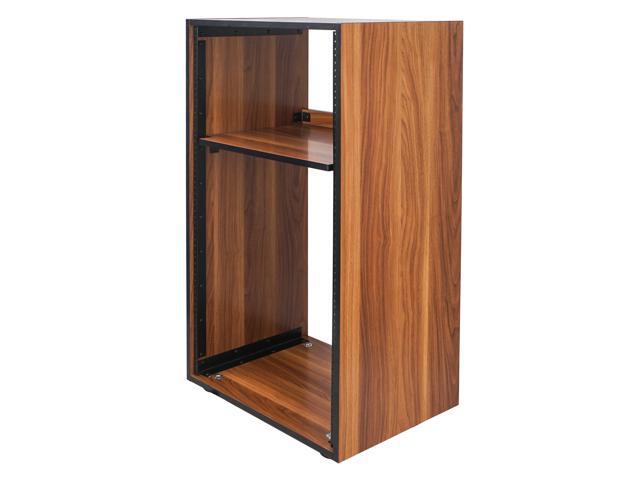 Sound Town DIY 20U Studio Rack with Furniture Grade Walnut Laminate, Rubber Feet, Casters (SDRK-20WN)
