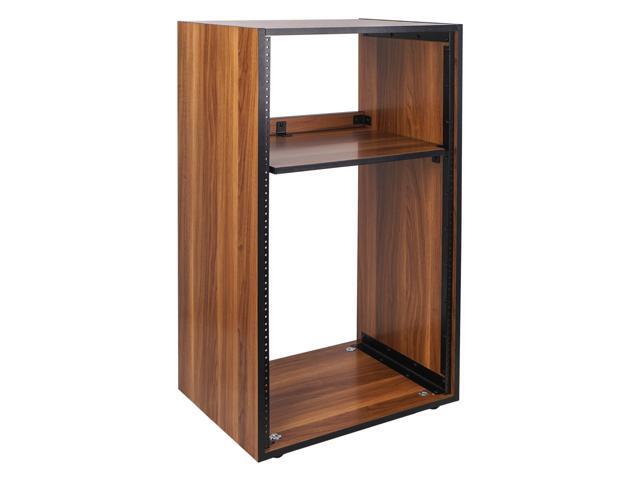 Sound Town DIY 20U Studio Rack with Furniture Grade Walnut Laminate, Rubber Feet, Casters (SDRK-20WN)