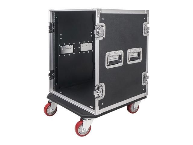 Sound Town 14U PA/DJ Rack/Road Case, 14-Space, with 17' Depth, Casters, Plywood, Metal Ball Corners (STRC-14UW)