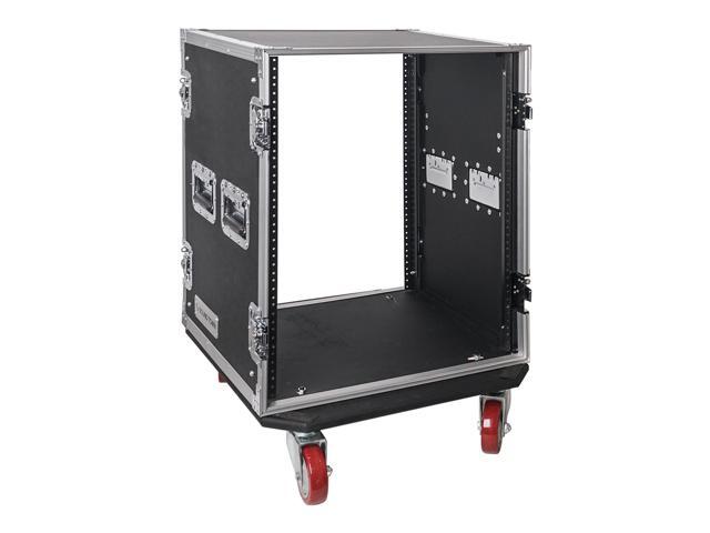 Sound Town 14U PA/DJ Rack/Road Case, 14-Space, with 17' Depth, Casters, Plywood, Metal Ball Corners (STRC-14UW)