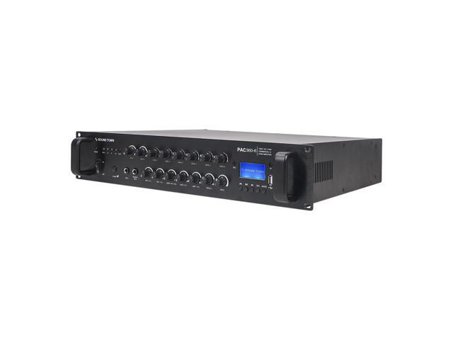 Sound Town 360W 6-Zone 70V/100V Commercial Power Amplifier with Bluetooth, Aluminum, for Restaurants, Lounges, Bars, Pubs, Schools and Warehouses...
